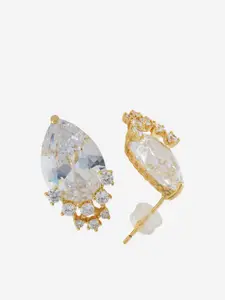 Kushal's Fashion Jewellery Gold-Plated Teardrop Shaped Cubic Zirconia Studs