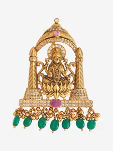 Kushal's Fashion Jewellery Embellished Bridal 92.5 Pure Silver Gold-Plated Zircon Pendants