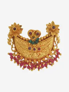 Kushal's Fashion Jewellery 92.5 Pure Silver Gold-Plated Contemporary Temple Pendant