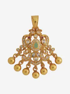 Kushal's Fashion Jewellery Embellished Bridal 92.5 Silver Gold-Plated Contemporary Pendant