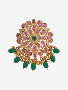 Kushal's Fashion Jewellery Embellished Bridal 92.5 Silver Gold-Plated Contemporary Pendant