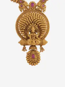 Kushal's Fashion Jewellery Gold-Plated Stone Studded Antique Necklace