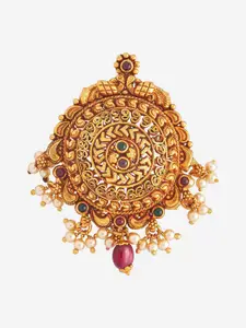 Kushal's Fashion Jewellery 92.5 Pure Silver Gold-Plated Oval Pendant