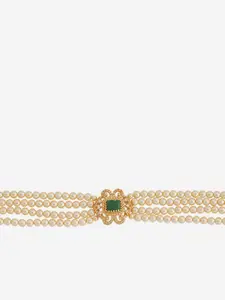 Kushal's Fashion Jewellery Embellished Bridal 92.5 Silver Pearl Beaded Temple Necklace