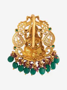 Kushal's Fashion Jewellery Embellished Bridal 92.5 Silver Gold-Plated Peacock Pendants