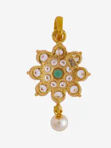 Kushal's Fashion Jewellery Embellished Bridal Gold-Plated Floral Shaped Zircon Pendant