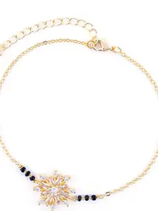 SWASHAA Tara 14K Gold Plated Stainless Steel Cubic Zirconia Wraparound Bracelet