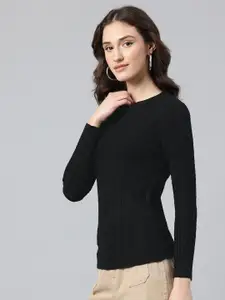 One Femme  Self Design Woollen Pullover