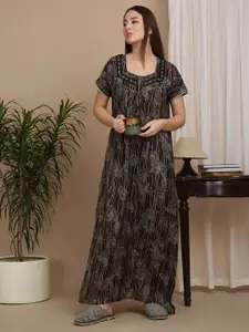 Sweet Dreams Women Abstract Printed Maxi Nightdress