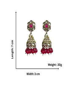 AccessHer Gold-Plated Stone Studded & Beaded Dome Shaped Jhumkas