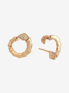 Kushal's Fashion Jewellery Rose Gold Plated Zircon Studded Circular Hoop Earrings