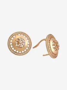 Kushal's Fashion Jewellery Rose Gold-Plated Zircon Circular Hoop Earrings