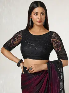 Soch Striped Sequinned Pure Chiffon Saree