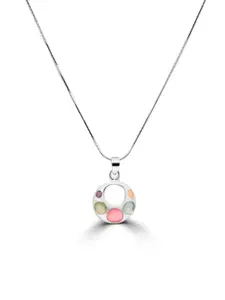 925 SILLER 925 Pure Silver Enamelled Multicolor Charm Pendant