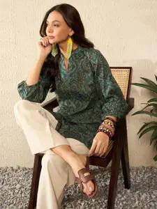 KALINI Ethnic Motifs Printed Mandarin Collar Top