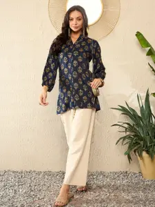 KALINI Women Floral Printed Mandarin Collar Top