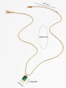AQUASTREET 18K Antitarnish Waterproof Green Emerald Pendant Necklace