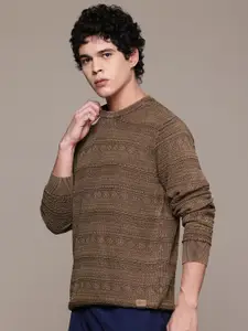 The Roadster Life Co. Pure Cotton Self-Design Pullover Sweater