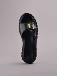 DressBerry Women Open Back Open Toe Platform Sandals With Buckles