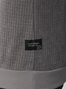 Beyoung Men Checked Half Zipper Sweatshirt