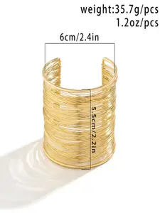 AQUASTREETChunky Gold Bangle Stack Coil Wire Cuff Bracelet