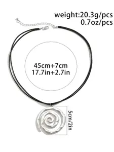 AQUASTREET Women Silver Spiral Boho Bohemian Pendant with Adjustable Black Cord