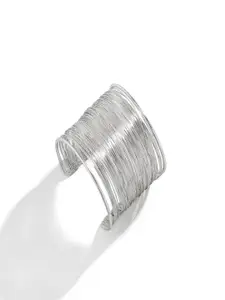 AQUASTREET Chunky Silver Bangle Stack Coil Wire Cuff Bracelet