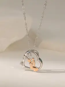 MYKI Silver-Plated Stainless Steel Heart Shaped Pendant With Chain