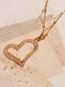 DressBerry 18k Gold-Plated Heart-Shaped Pendant With Chains