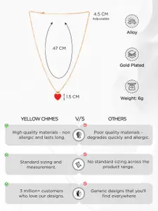 Yellow Chimes Gold-Plated Heart Shaped Pendants with Chains