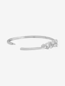 Kushal's Fashion Jewellery Rhodium-Plated Zircon Studded Kada Bracelet