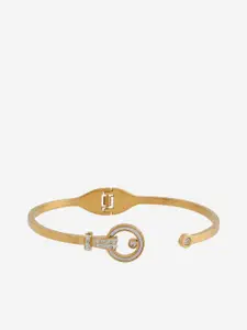 Kushal's Fashion Jewellery Gold-Plated Stone-Studded Kada Bracelet