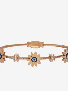 Kushal's Fashion Jewellery Rose Gold Plated Stone Studded Kada Bracelet