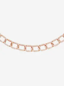 Kushal's Fashion Jewellery Rose Gold-Plated Zircon Studded Necklace