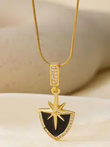 MYKI Gold-Plated Handsome Stainless Steel Quirky Pendant With Chain