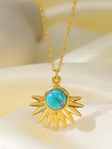 MYKI Gold-Plated Elegant Stainless Steel Quirky Pendant With Chain