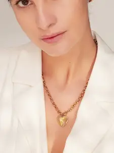 MYKI Gold-Plated Drop-Dead Stainless Steel Heart Shaped Pendant With Chain