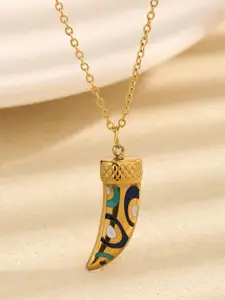 MYKI Gold-Plated Flashy Stainless Steel Quirky Pendant With Chain
