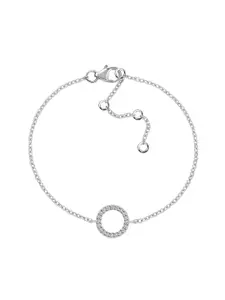 Ornate Jewels 925 Sterling Silver Rhodium-Plated American Diamond Studded Link Bracelet