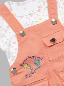 Babys Day Infant Girls  Printed Cotton Dungaree With T-Shirt & Leggings