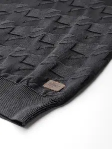 The Roadster Lifestyle Co. Men Abstract Self Design Pure Cotton Pullover