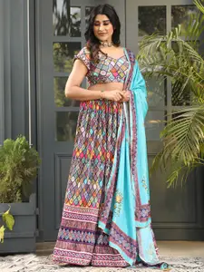 Jaipur Kurti Printed Semi-Stitched Lehenga & Unstitched Blouse With Dupatta