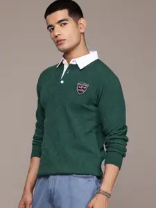 The Roadster Lifestyle Co. Men Geometric Self Design Woollen Pullover