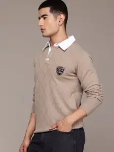 The Roadster Lifestyle Co. Men Geometric Self Design Woollen Pullover