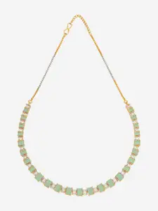 Kushal's Fashion Jewellery Rhodium Gold-Plated Cubic Zirconia Studded Necklace