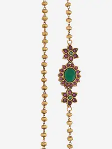Kushal's Fashion Jewellery Gold-Plated Stone Studded Antique Necklace