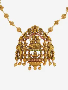 Kushal's Fashion Jewellery Gold-Plated Stone Studded Antique Necklace