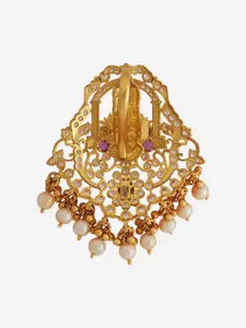 Kushal's Fashion Jewellery Embellished Bridal 92.5 Silver Gold-Plated Stone Pendant