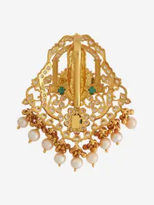 Kushal's Fashion Jewellery 92.5 Pure Silver Gold-Plated Stone Studded & Beaded Pendant