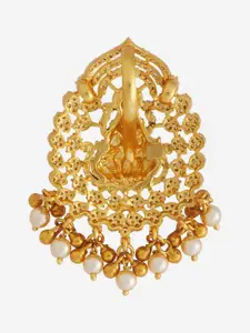 Kushal's Fashion Jewellery Embellished Bridal 92.5 Silver Gold-Plated Stone Pendant